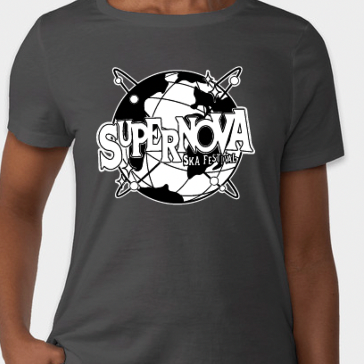 Supernova Ska Festival Dark Grey Women s Jersey T shirt Supernovaska