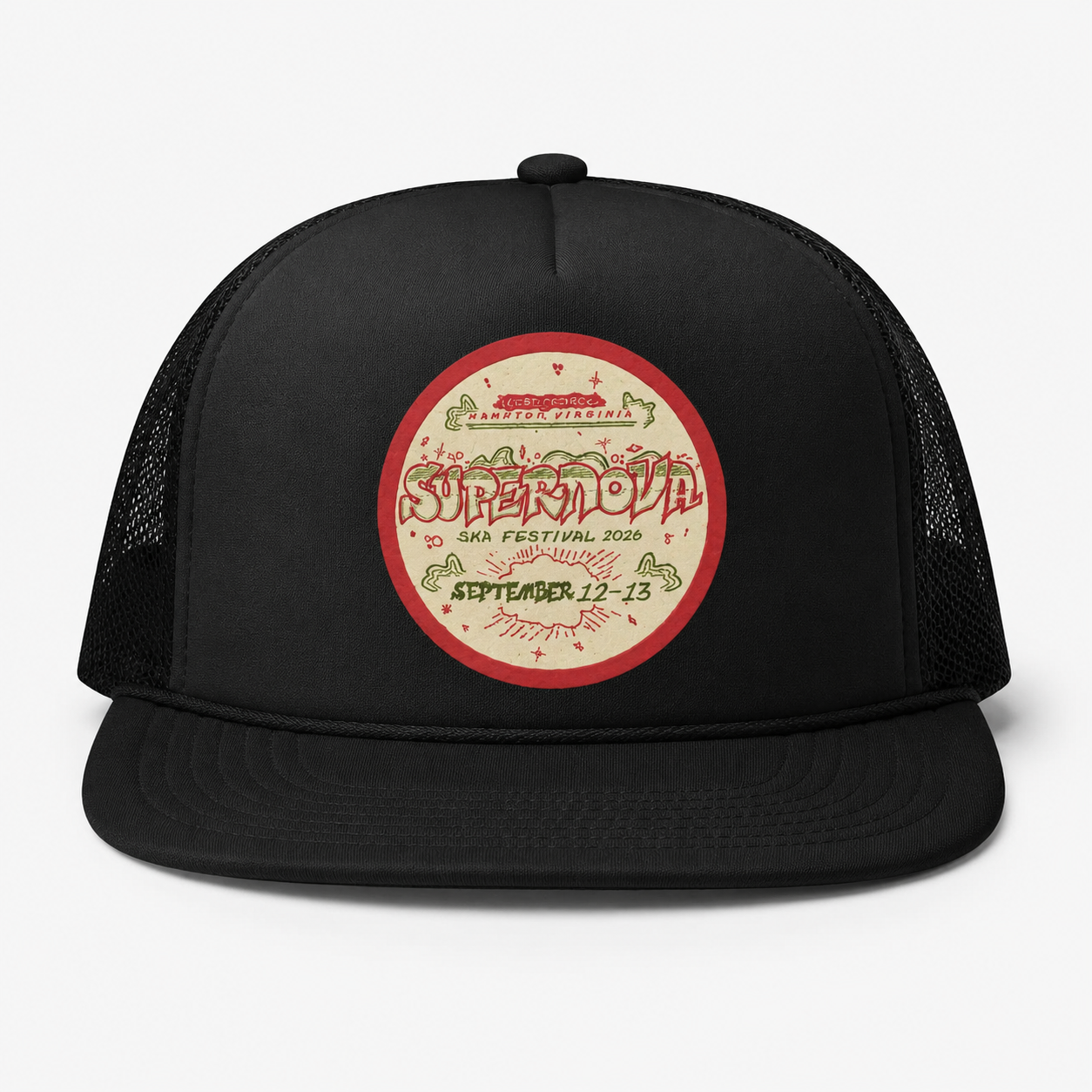 Supernova 2026 Logo Black Trucker Hat