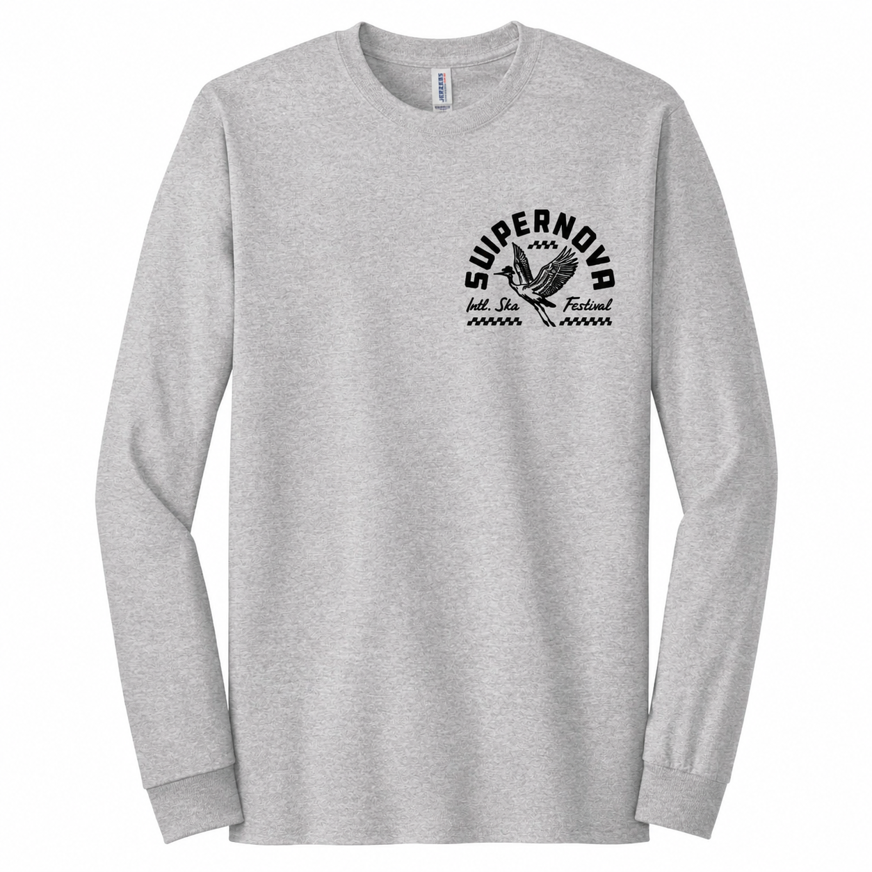 Supernova Great Heron Long Sleeve Light Grey Tee with Line-Up