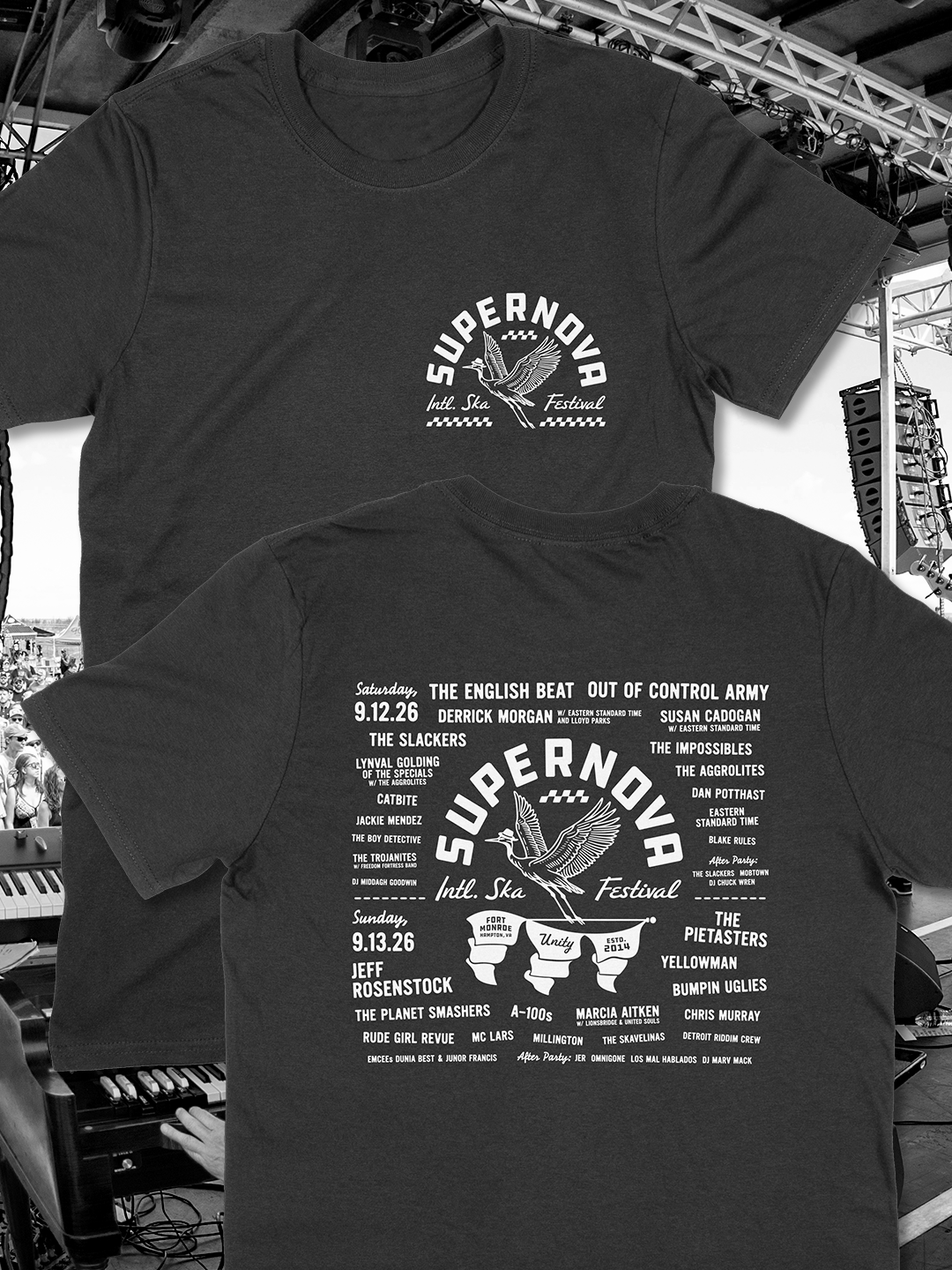 Supernova Great Heron Black Tee with Line-Up
